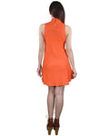 Women's Ribbed Pattern High Neckline Short Dress - evorr.com