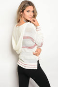 Ladies sweater top with a hood and V-neckline - evorr.com