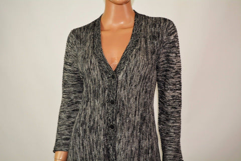 Style&Co Women's 3/4-Sleeves Black Button Down Ribbed Knit Cardigan Shrug Top S - evorr.com