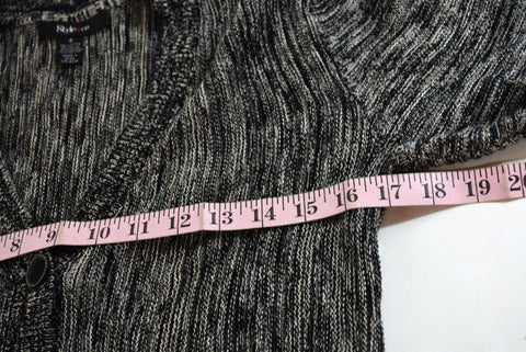 Style&Co Women's 3/4-Sleeves Black Button Down Ribbed Knit Cardigan Shrug Top S - evorr.com