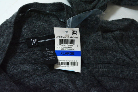 INC Concepts Womens Long-Slv Gray Draped Open-Front Ribbed Cardigan Shrug Top XL