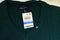 John Ashford Men's Long-Sleeves Green Striped-Texture Cotton V-Neck Sweater XL - evorr.com