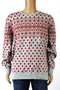 New Nautica Men's Long-Sleeve Fair-Isle Gray-Red Cotton Crewneck Sweater Top M - evorr.com