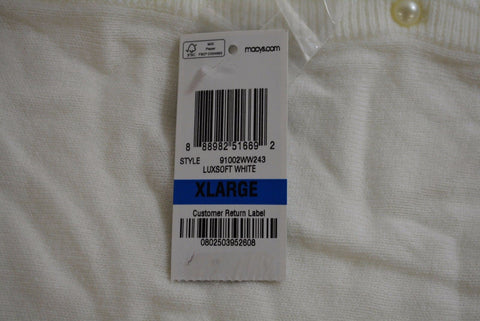 Karen Scott Women's Long Sleeves Luxesoft White Button Front Cardigan Sweater XL