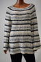 New Style&Co Women's Boat Neck Metallic Ivory Striped Knit Tunic Sweater Top L - evorr.com