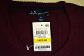 John Ashford Men's Long-Sleeve Cherry Red Striped Ribbed V-Neck Cotton Sweater M - evorr.com