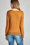 Women's Yellow/Mustard Plus Size Long Sleeve V-Neck Classic Sweater Top - evorr.com