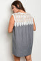 Women's Plus size lace details crew neckline dress - evorr.com