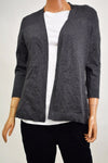 Karen Scott Womens Open-Front 3/4 Sleeve Gray Rib Trim Knit Cardigan Shrug Top S