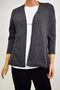 Karen Scott Womens Open-Front 3/4 Sleeve Gray Rib Trim Knit Cardigan Shrug Top S