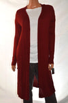 INC International Concepts Women Red Open-Front Rib-Knit Duster Cardigan Shrug M