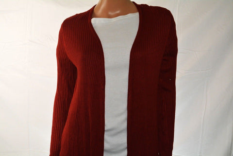 INC International Concepts Women Red Open-Front Rib-Knit Duster Cardigan Shrug M