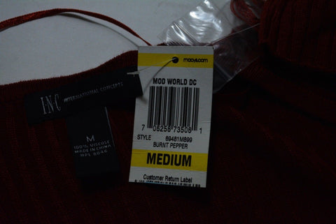 INC International Concepts Women Red Open-Front Rib-Knit Duster Cardigan Shrug M