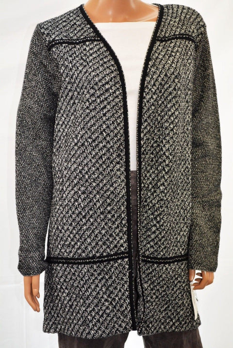 Charter Club Women Metallic Black Open Front Tweed Knit Cardigan Sweater Plus 3X