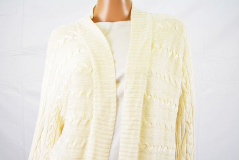 New Lauren Ralph Lauren Women's Ivory Cable Knit Open Front Cardigan Shrug Top S