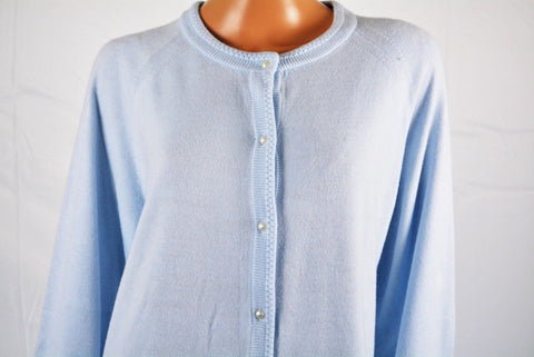 New Karen Scott Womens Long Sleeves Acrylic Blue Button Down Cardigan Shrug XXL