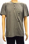 Kenneth Cole Reaction Mens Short-Sleeve Gray Faux-Leather Trim Henley T-Shirt XL - evorr.com