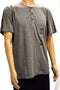 Kenneth Cole Reaction Mens Short-Sleeve Gray Faux-Leather Trim Henley T-Shirt XL - evorr.com