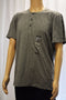 Kenneth Cole Reaction Mens Short-Sleeve Gray Faux-Leather Trim Henley T-Shirt XL - evorr.com