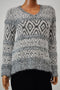 New Style&Co Women's V-Neck Metallic Gray Geometric Eyelash Knit Sweater Top XS - evorr.com