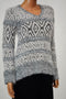 New Style&Co Women's V-Neck Metallic Gray Geometric Eyelash Knit Sweater Top XS - evorr.com