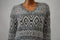 New Style&Co Women's V-Neck Metallic Gray Geometric Eyelash Knit Sweater Top XS - evorr.com