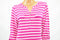 $59 Charter Club Women's Roll-Tab Sleeves Pink Striped Henley Blouse Top Plus 3X
