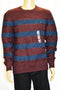 New Nautica Men's Long-Sleeves Crew-Neck Burgundy Striped Ribbed Knit Sweater XL