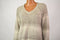 New Style&Co Women's V-Neck Long Sleeves Beige Striped Knit Hi-Low Sweater Top L - evorr.com