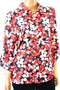 New Tommy Hilfiger Women's Red Floral Printed Roll-Tab Button Down Shirt Top S - evorr.com