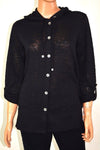 New Style&Co Women's 3/4 Sleeves Black Button Front Hooded Cardigan Shrug Top S - evorr.com