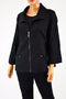 New JM Collection Women Long Sleeve Stretch Black Solid Zip Front Jacket Size 14