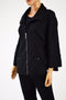 New JM Collection Women Long Sleeve Stretch Black Solid Zip Front Jacket Size 14