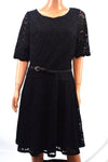 $109 Charter Club Womens Short-Sleeve Black Lace Fit & Flare Tunic Dress Plus 1X - evorr.com
