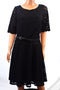 $109 Charter Club Womens Short-Sleeve Black Lace Fit & Flare Tunic Dress Plus 1X - evorr.com