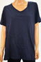 NEW INC Concepts Womens Short-Sleeve Navy  Blue Cotton V-Neck Blouse Top Plus 3X
