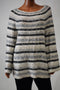 New Style&Co Women's Boat Neck Metallic Ivory Striped Knit Tunic Sweater Top S - evorr.com