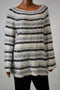 New Style&Co Women's Boat Neck Metallic Ivory Striped Knit Tunic Sweater Top S - evorr.com