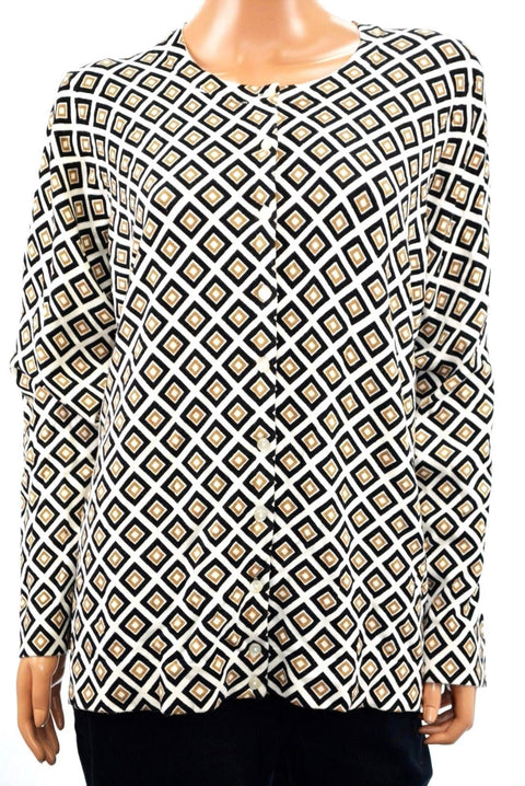 Charter Club Womens Beige Diamond-Print Button-Down Cardigan Sweater Top Plus 3X