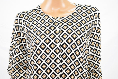 Charter Club Womens Beige Diamond-Print Button-Down Cardigan Sweater Top Plus 3X