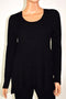 New Style&Co Women's Scoop Neck Long Sleeve Black Knit Hi-Lo Sweater Top M - evorr.com