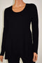 New Style&Co Women's Scoop Neck Long Sleeve Black Knit Hi-Lo Sweater Top M - evorr.com