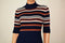 Style&Co Women Turtle Neck Elbow-Slv Blue Stripe Ribbed-Knit Tunic Sweater Top L - evorr.com