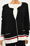 Karen Scott Women Black Striped Color Block Button Down Cardigan Shrug Plus 2X