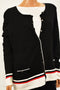 Karen Scott Women Black Striped Color Block Button Down Cardigan Shrug Plus 2X