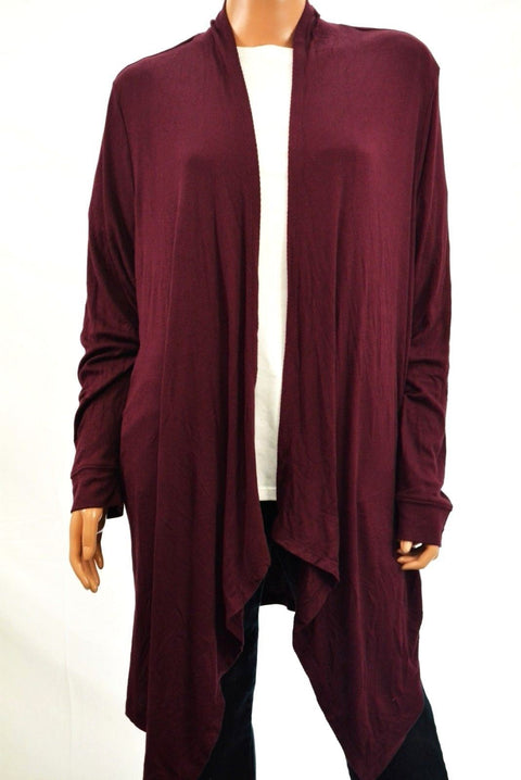 INC Concepts Women's Long-Sleeves Red Open-Front Long Cardigan Shrug Top Plus 3X
