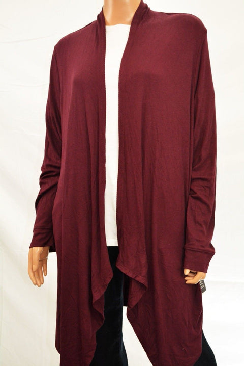 INC Concepts Women's Long-Sleeves Red Open-Front Long Cardigan Shrug Top Plus 3X