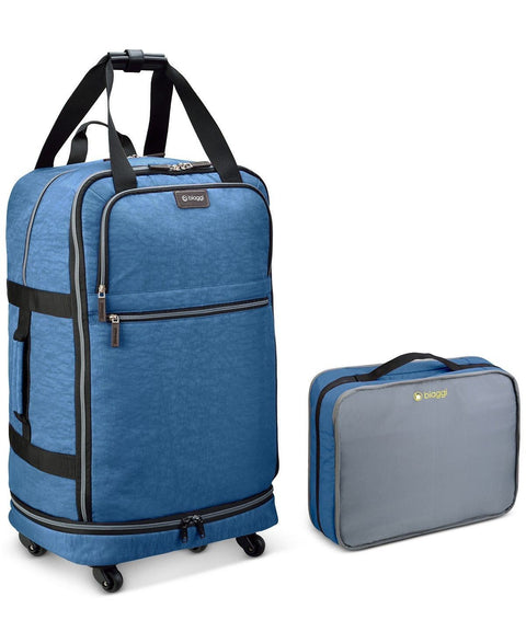$160 Biaggi Zipsak 27'' Microfold Spinner Suitcase Luggage Winter Blue
