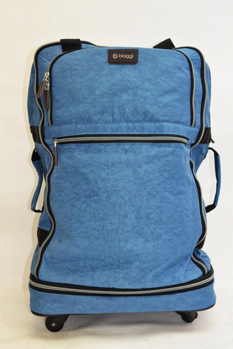 $160 Biaggi Zipsak 27'' Microfold Spinner Suitcase Luggage Winter Blue