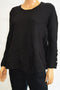 Alfani Women's Long-Sleeve Black Buttoned Cuff Ribbed Swing Sweater Top M